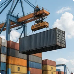 Containers de exportação no porto